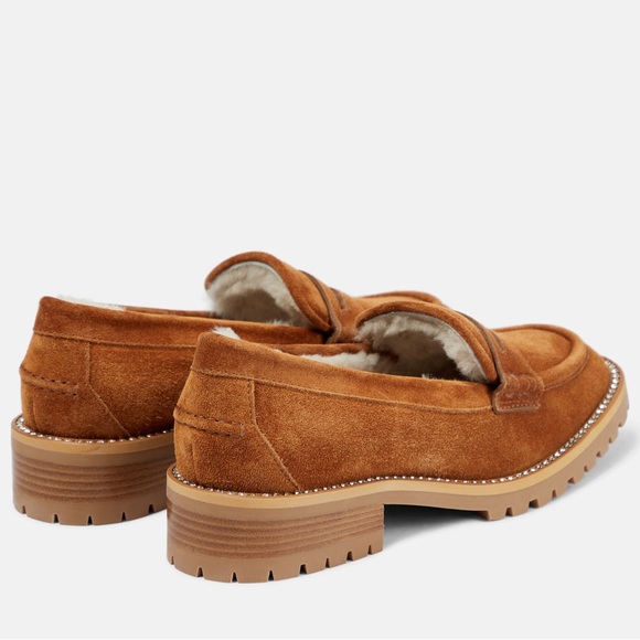 Jimmy Choo Deanna Shearling-Lined Suede Loafers Size EU 40/ US 9 - Picture 3 of 11